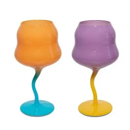 SAMARCANDA SET 2 CALICI COCKTAIL ARANCIONE-AZZURRO VIOLA-GIALLO 450 ML