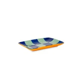 SINTRA PIATTINO 20,5X15,3 CM SCACCHI BLU E VERDI