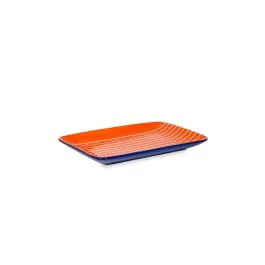SINTRA PIATTINO 20,5X15,3 CM ROSSO ARANCIATO LINEE BIANCHE
