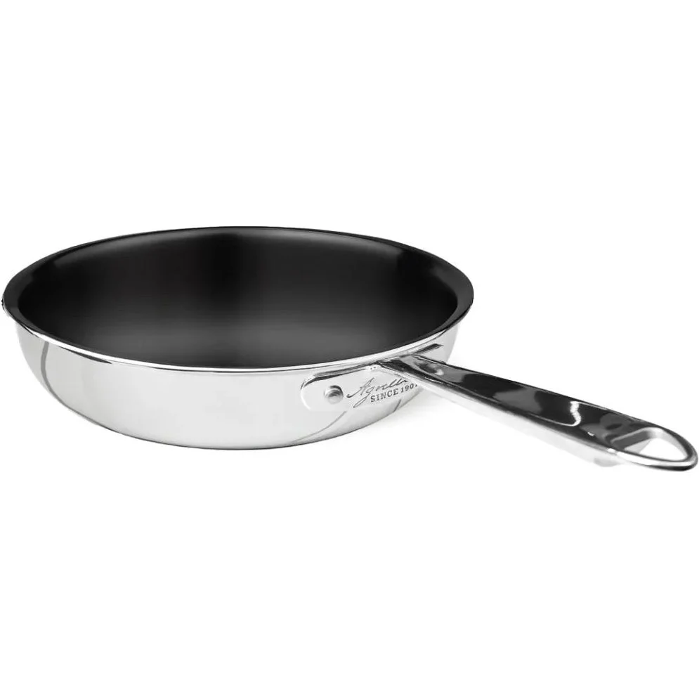 AGNELLI Padella Svasata Alta Aluinox 2Ply Antiaderente con 1 Manico D 24 Cm