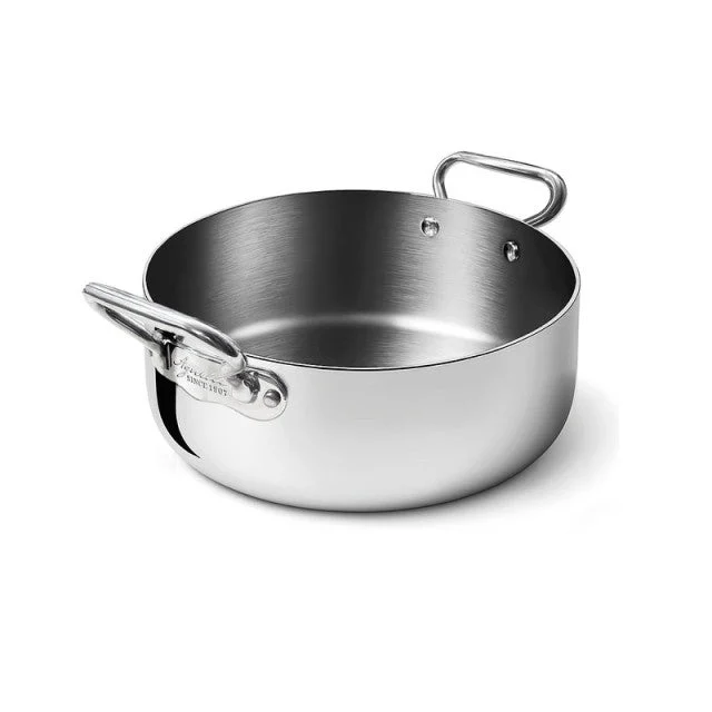 AGNELLI Casseruola Bassa Aluinox 3Ply Inox Lucida 36x13 Cm 2 Manici