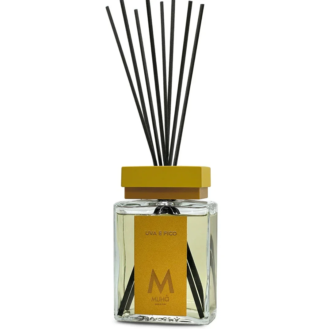 Muhà Luxe Perfume Diffusore Ambiente con Bastoncini Uva e Fico 500 Ml