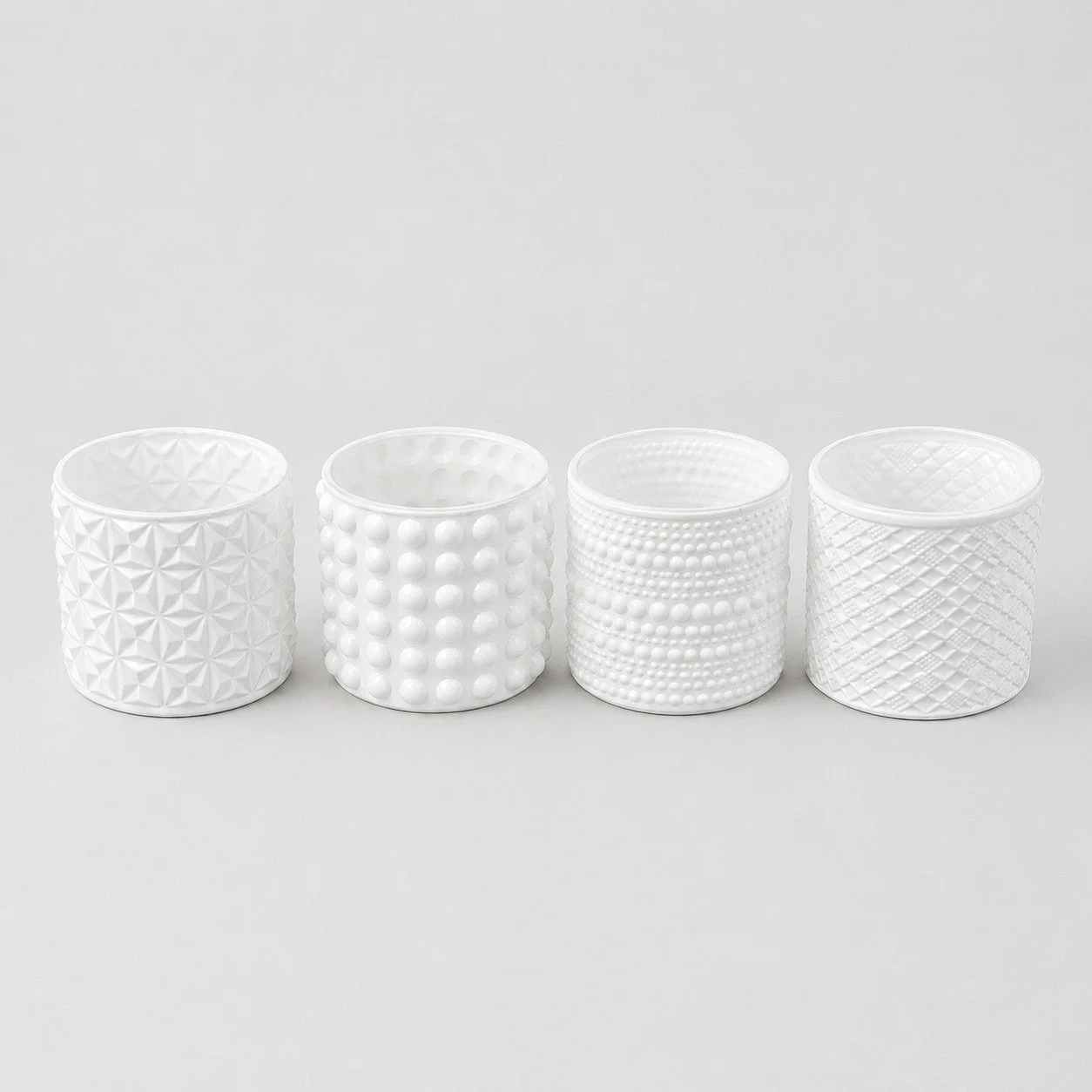 ARPIMEX Vasetti Vetro Portacandele D 7 Cm H 6,8 Cm Bianco Mix 4 Pz