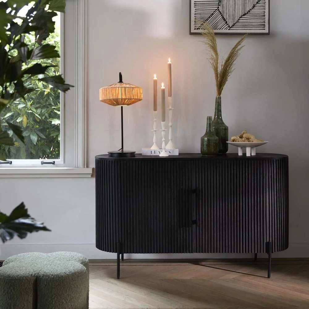 Cabinet 140x40x78 cm Dumosi Black Black Wood