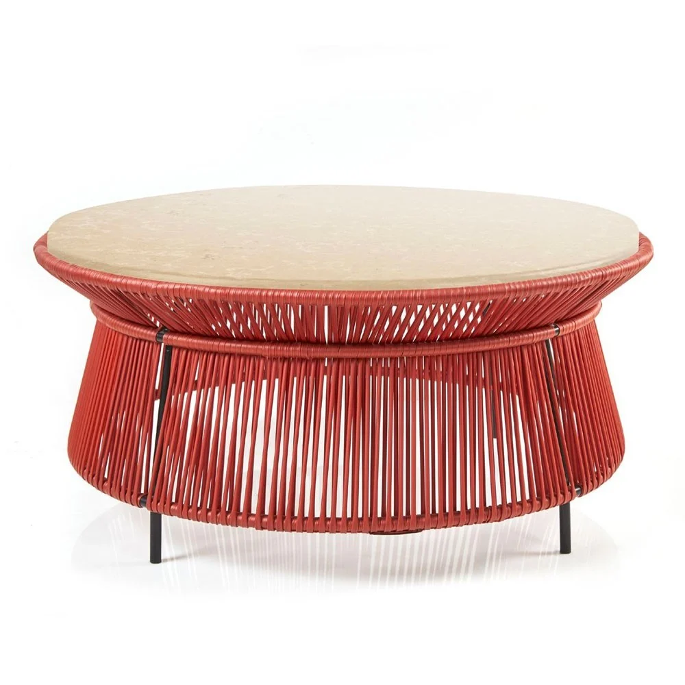 Caribe Chic tavolino basso in marmo crema nuova, rame, nero