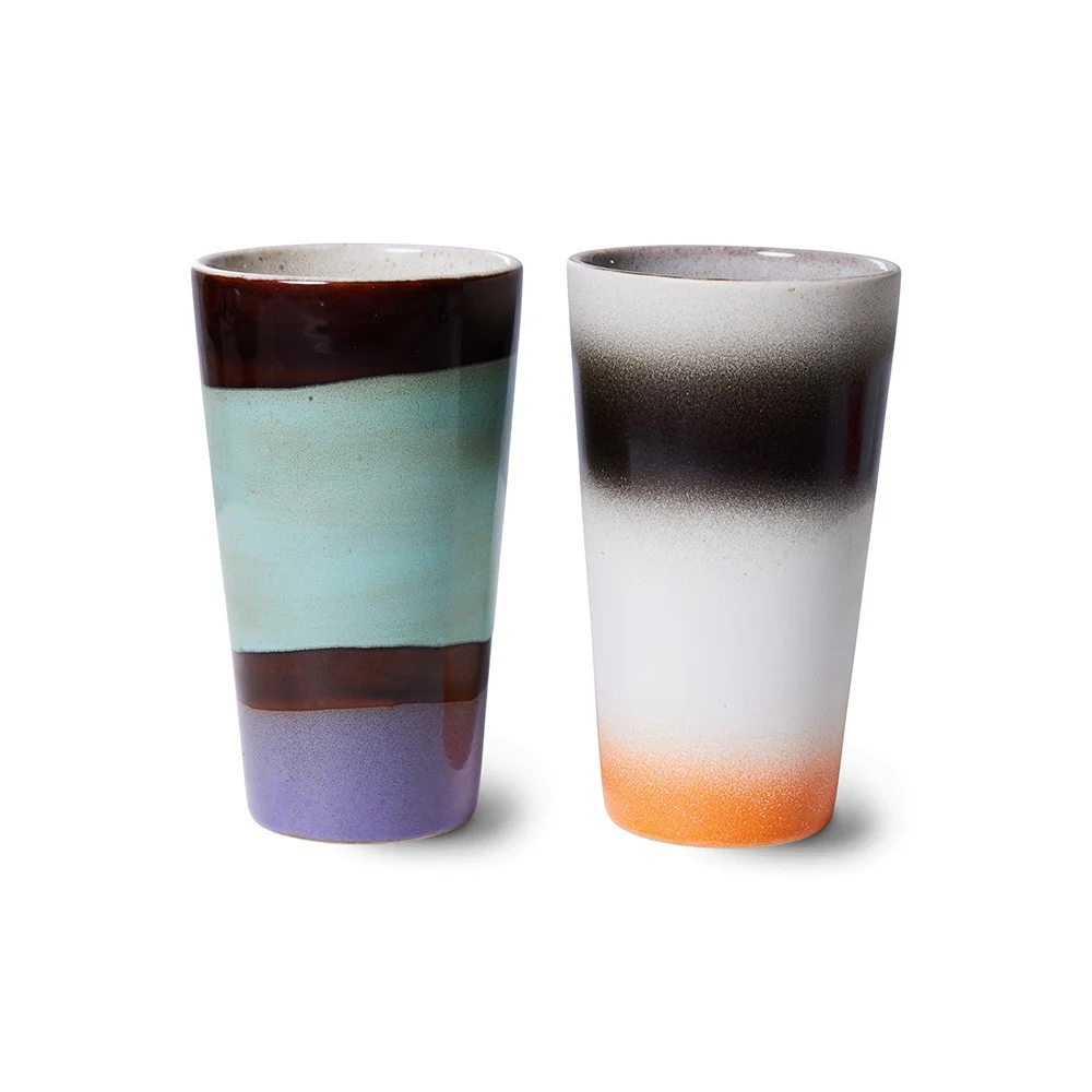 Ceramica anni '70: tazze latte e boogie (set di 2)