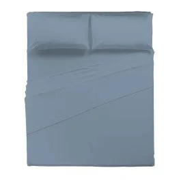 COMPLETO LETTO MATRIMONIALE AZZURRO POLVERE 100% COTONE