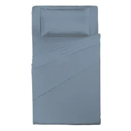 COMPLETO LETTO PIAZZA 1/2 AZZURRO POLVERE 100% COTONE