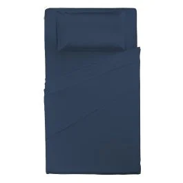 COMPLETO LETTO PIAZZA 1/2 BLU PROFONDO 100% COTONE