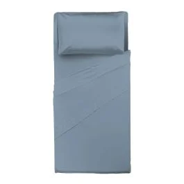 COMPLETO LETTO SINGOLO AZZURRO POLVERE 100% COTONE