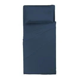 COMPLETO LETTO SINGOLO BLU PROFONDO 100% COTONE