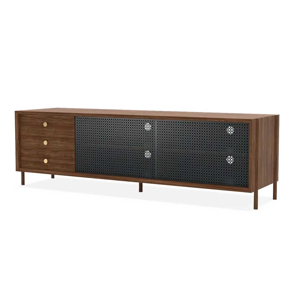 Credenza Gabin 162 cm con cassetti in noce e grigio ardesia