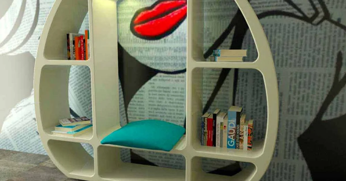 Libreria design moderno in Solid Surface Shelley fatta in Italia