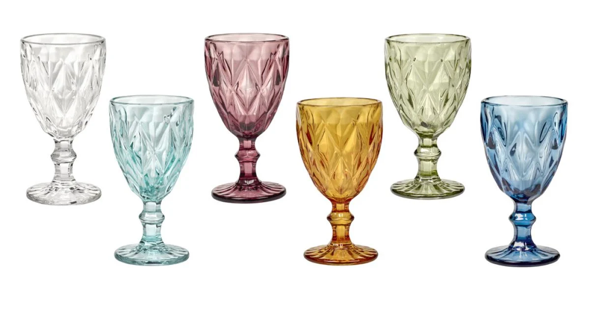 Bicchieri Calici Vino Colorati in Vetro di Design Moderno 12 Pezzi - Timon