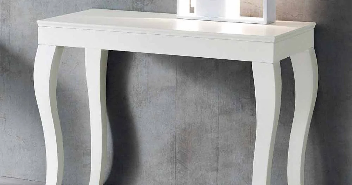 Consolle Allungabile in Legno di Frassino Laccato Bianco Grigiastro – Picchia