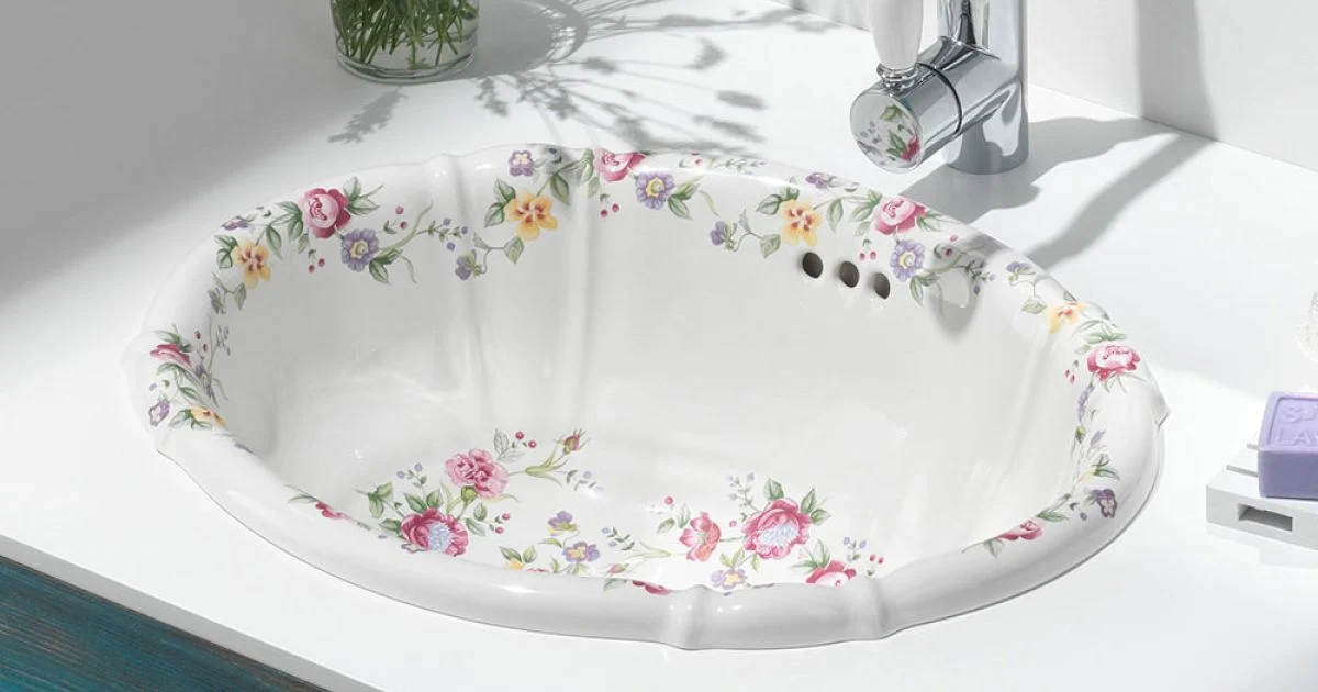 Lavabo Vintage in Porcellana Fuso a Mano con Fiori Made in Italy - Barbera