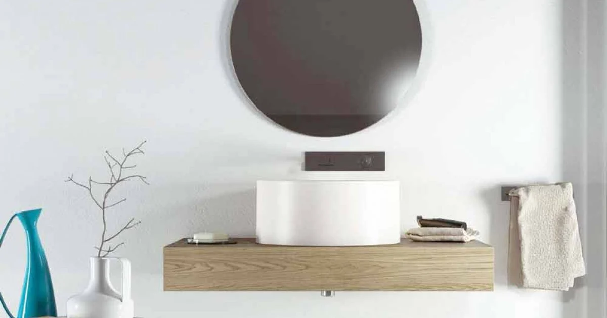 Lavandino da appoggio circolare di design prodotto in Italia, Forino