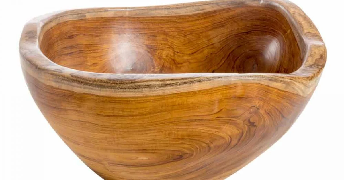 Lavandino da appoggio moderno in legno teak naturale Vigevano