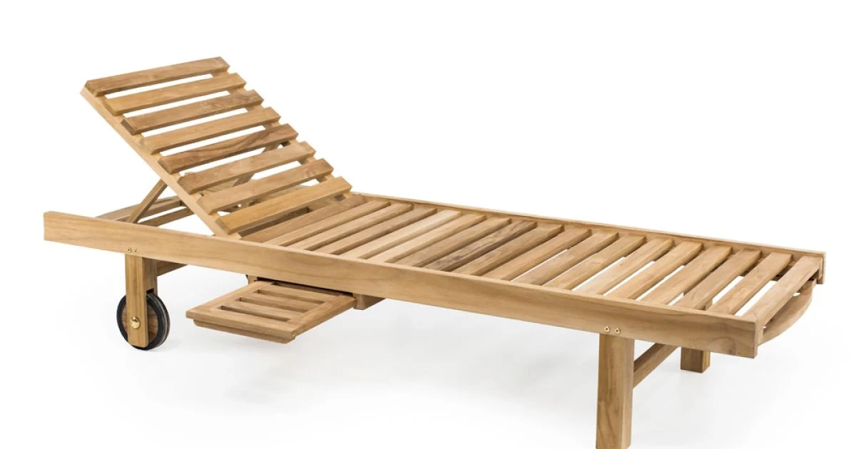 Lettino da Giardino in Legno di Teak Naturale e Cuscino Opzionale – Yggdrasil