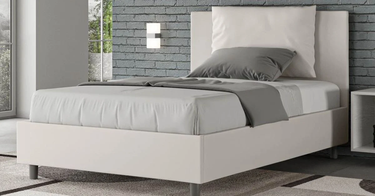 Letto 120x200 cm Testata con Cuscinatura in Similpelle Made in Italy - Olimpiadi