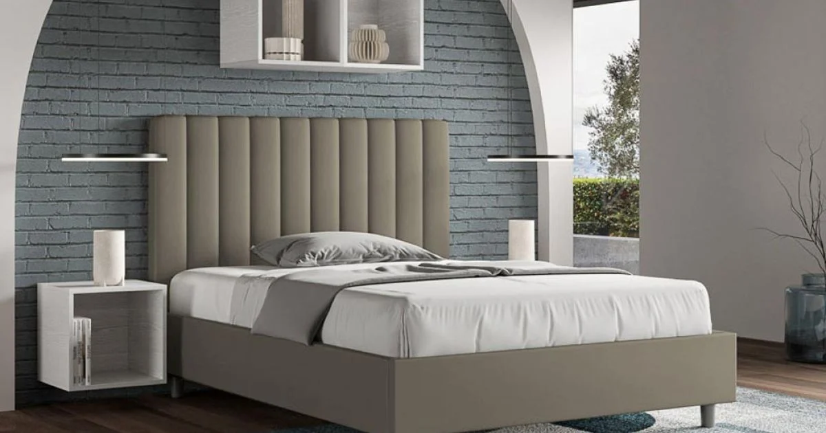 Letto 120x200 cm Testata con Linee Verticali Simmetriche Made in Italy - Guanto