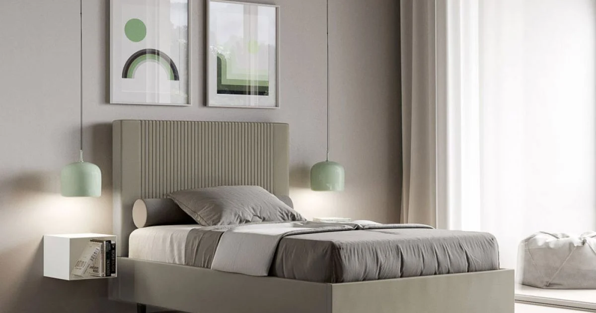 Letto 140x200 cm con Testata Decorata con Linee Verticali Made in Italy - Pattini