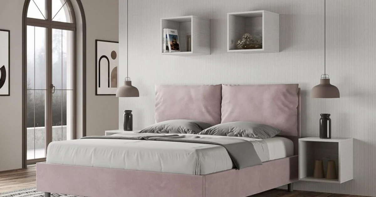 Letto 160x200 cm Testata con Cuscinatura in Microfibra Made in Italy - Olimpiadi