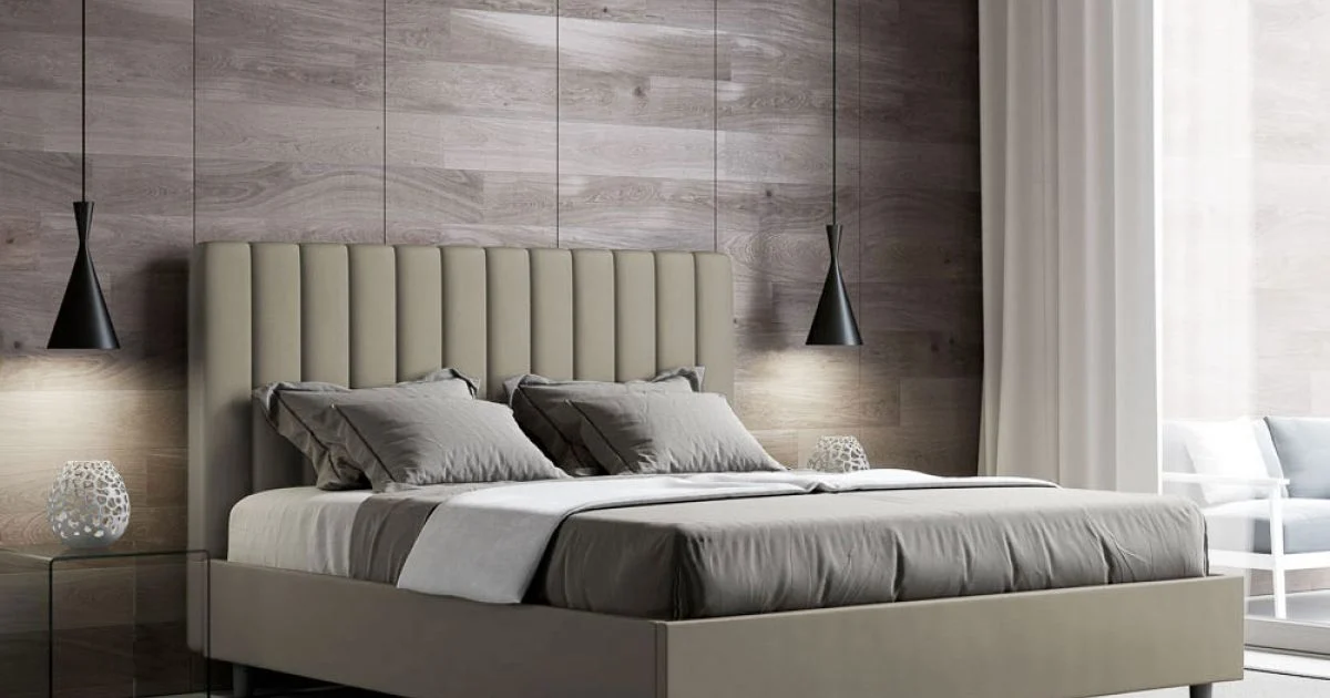 Letto 160x200 cm Testata con Linee Verticali Simmetriche Made in Italy - Guanto
