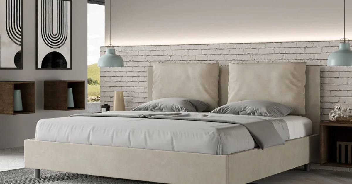 Letto 180x200 cm Testata con Cuscinatura in Microfibra Made in Italy - Olimpiadi