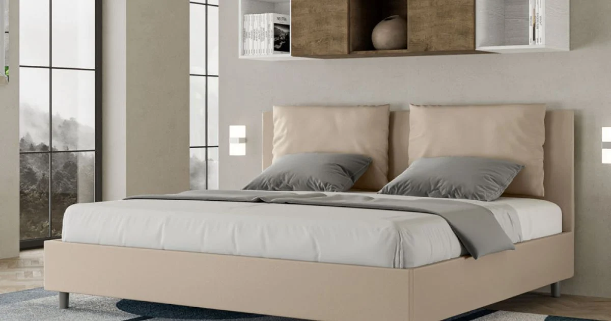 Letto 180x200 cm Testata con Cuscinatura in Similpelle Made in Italy - Olimpiadi