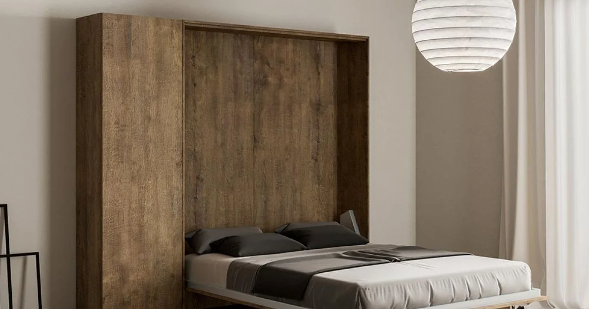Letto a Una Piazza e Mezza a Scomparsa Verticale con Colonna - Magicompare