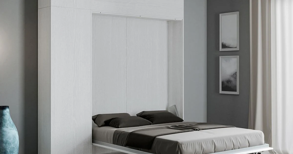 Letto Alla Francese a Scomparsa Verticale con Pensile e Colonna - Magicompare