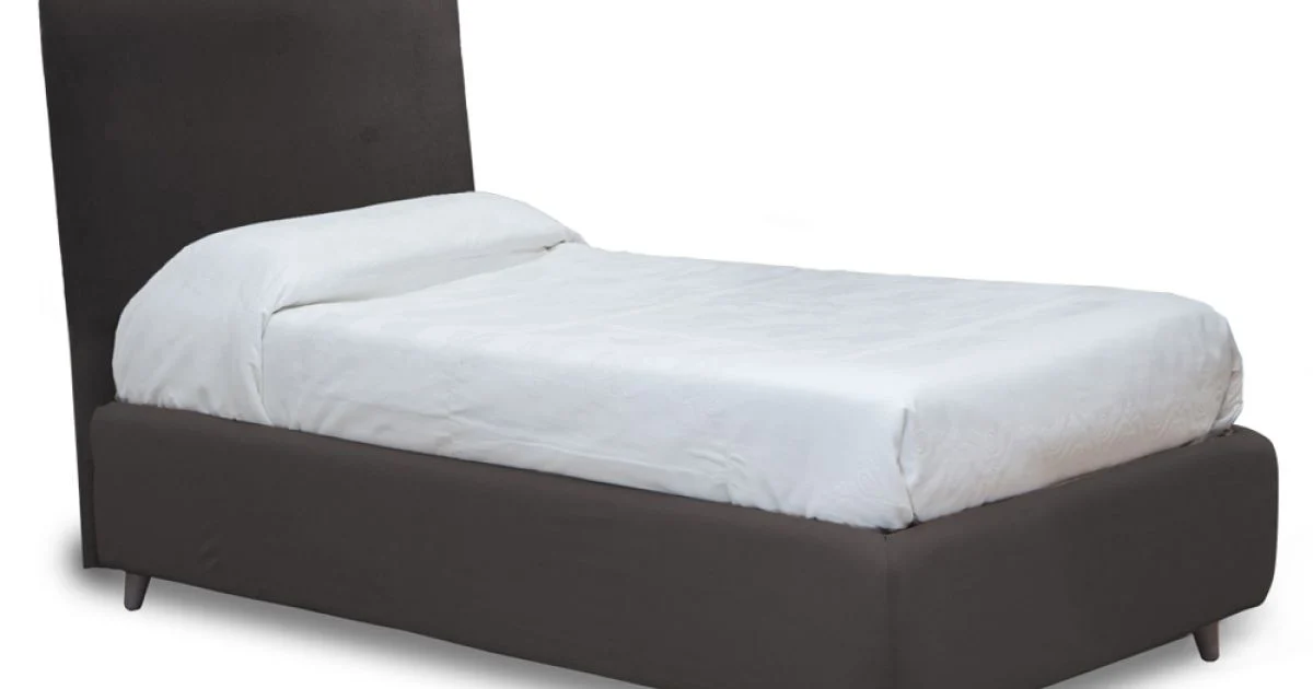 Letto da Una Piazza con Testiera in Tessuto Realizzato in Italia - Fiuto
