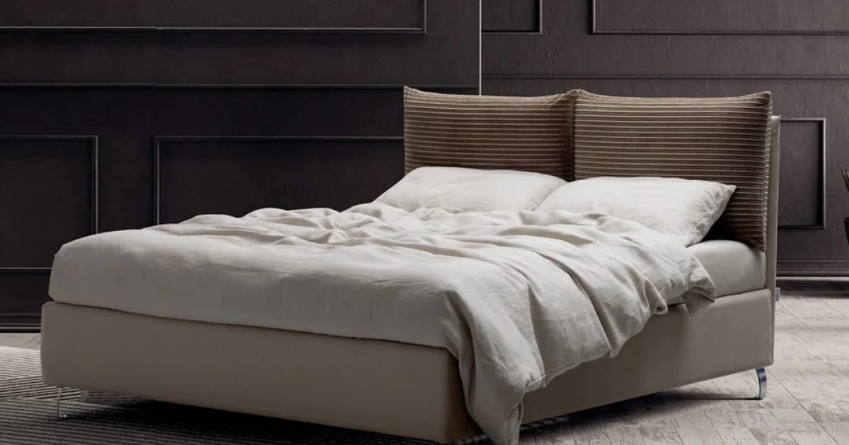Letto Matrimoniale 160x190 con 2 Soffici Cuscinoni nella Testata - Tramonti