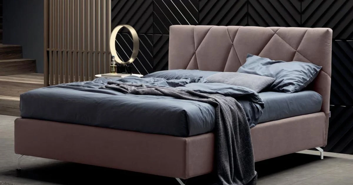 Letto Matrimoniale 160x190 con Lavorazione a Trapuntatura Geometrica - Ciottolino