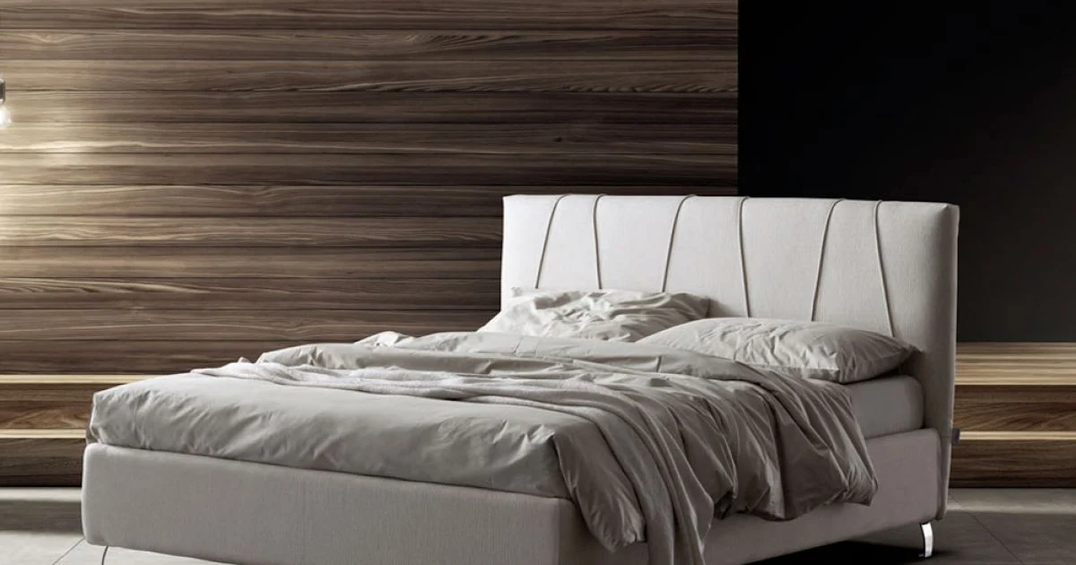 Letto Matrimoniale 160x190 con Profili Cordonati Obliqui nella Testata - Euforie
