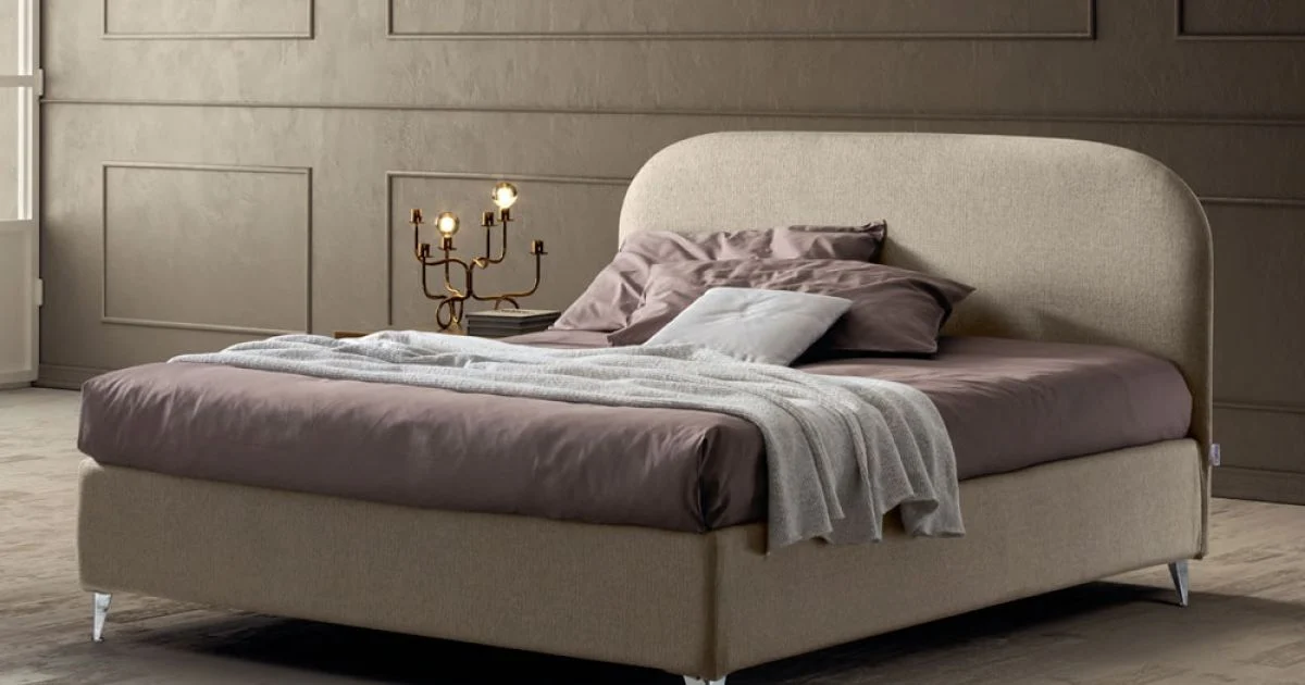 Letto Matrimoniale 160x190 con Testata a Linee Ricurve Made in Italy - Oriente