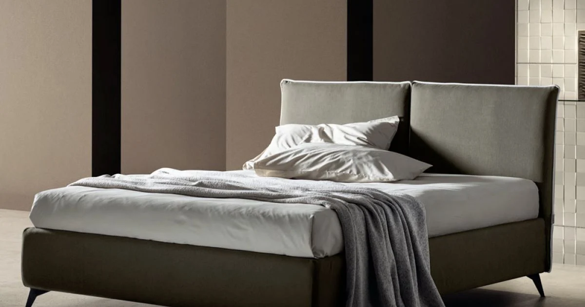 Letto Matrimoniale 160x190 con Testata Divisa Centralmente Made in Italy - Celesti
