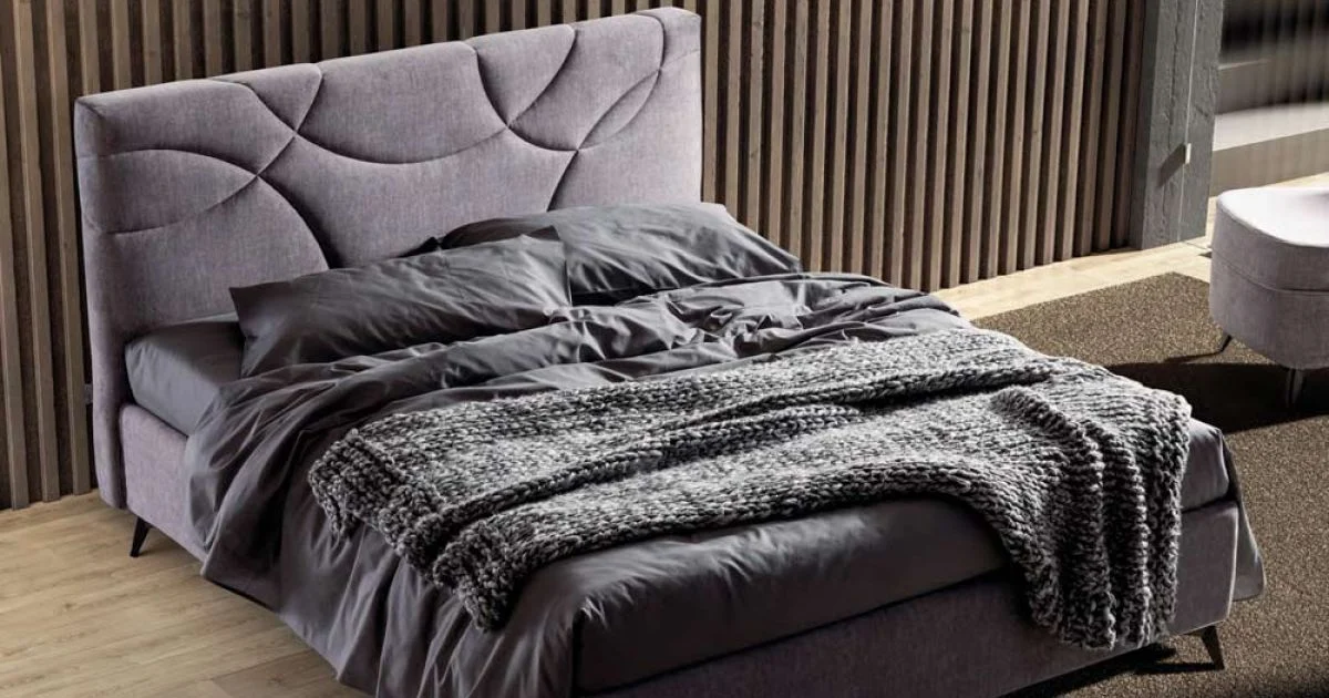 Letto Matrimoniale 160x190 con Trapuntatura di Curve ad Incroci - Girasole