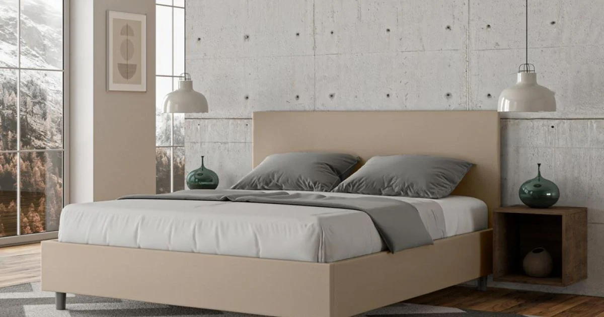 Letto Matrimoniale 160x200 cm con Testata in Similpelle Made in Italy - Pallone