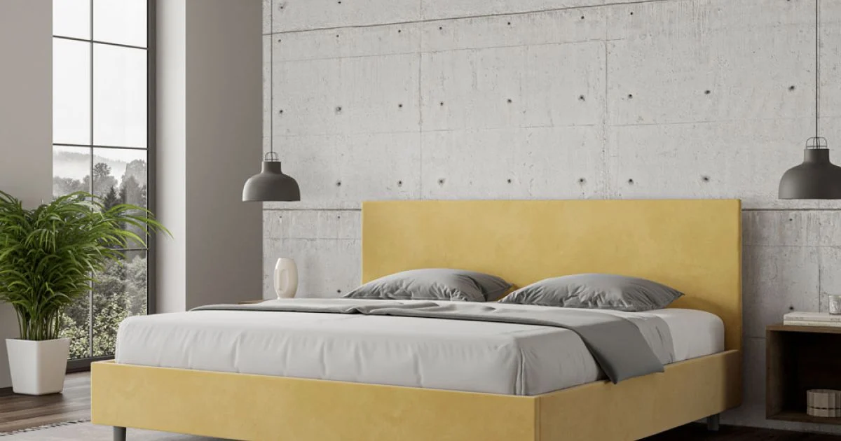 Letto Matrimoniale 180x200 cm con Testata in Microfibra Made in Italy - Pallone