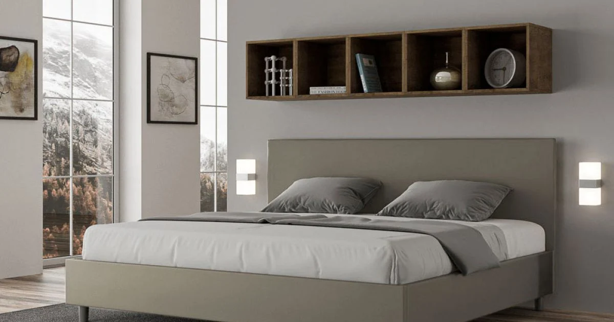 Letto Matrimoniale 180x200 cm con Testata in Similpelle Made in Italy - Pallone