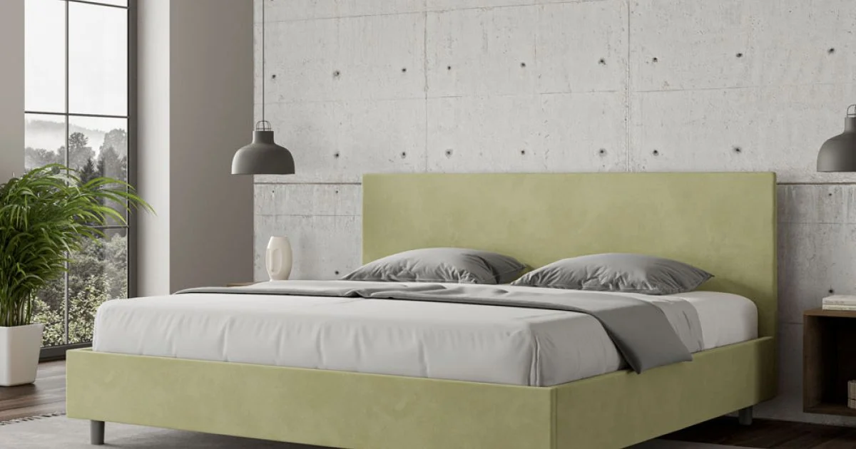 Letto Matrimoniale 200x200 cm con Testata in Microfibra Made in Italy - Pallone