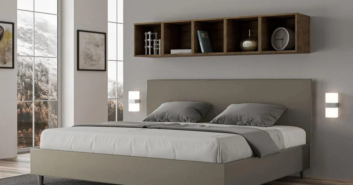 Letto Matrimoniale 200x200 cm con Testata in Similpelle Made in Italy - Pallone