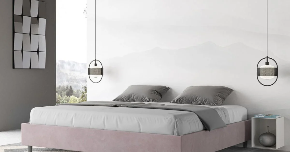 Letto Matrimoniale 200x200 cm Rivestito in Microfibra Made in Italy - Atleta