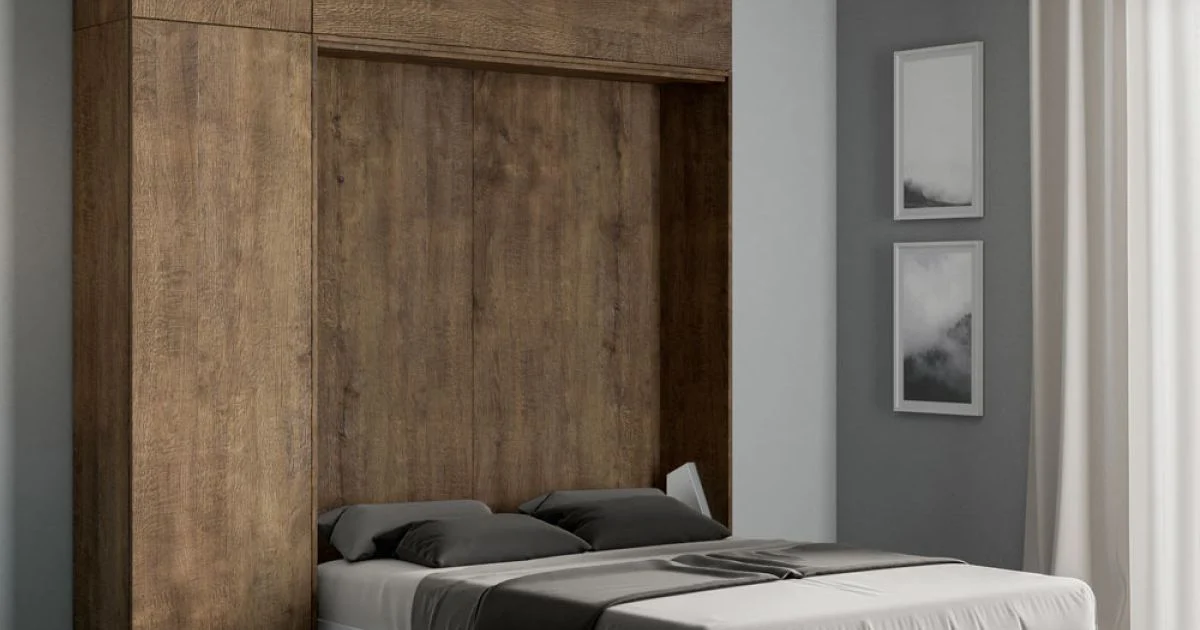 Letto Matrimoniale a Scomparsa Verticale con Pensile e Colonna  - Magicompare