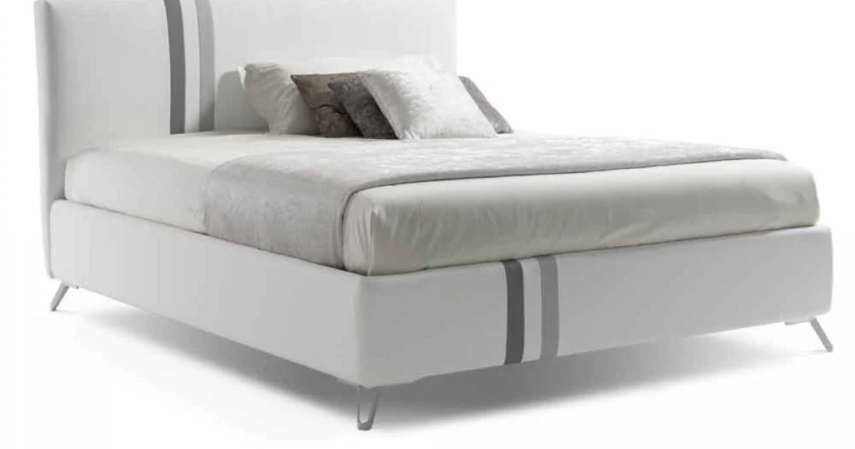 Letto Matrimoniale con Cassettone Imbottito in Ecopelle Made in Italy – Paolo