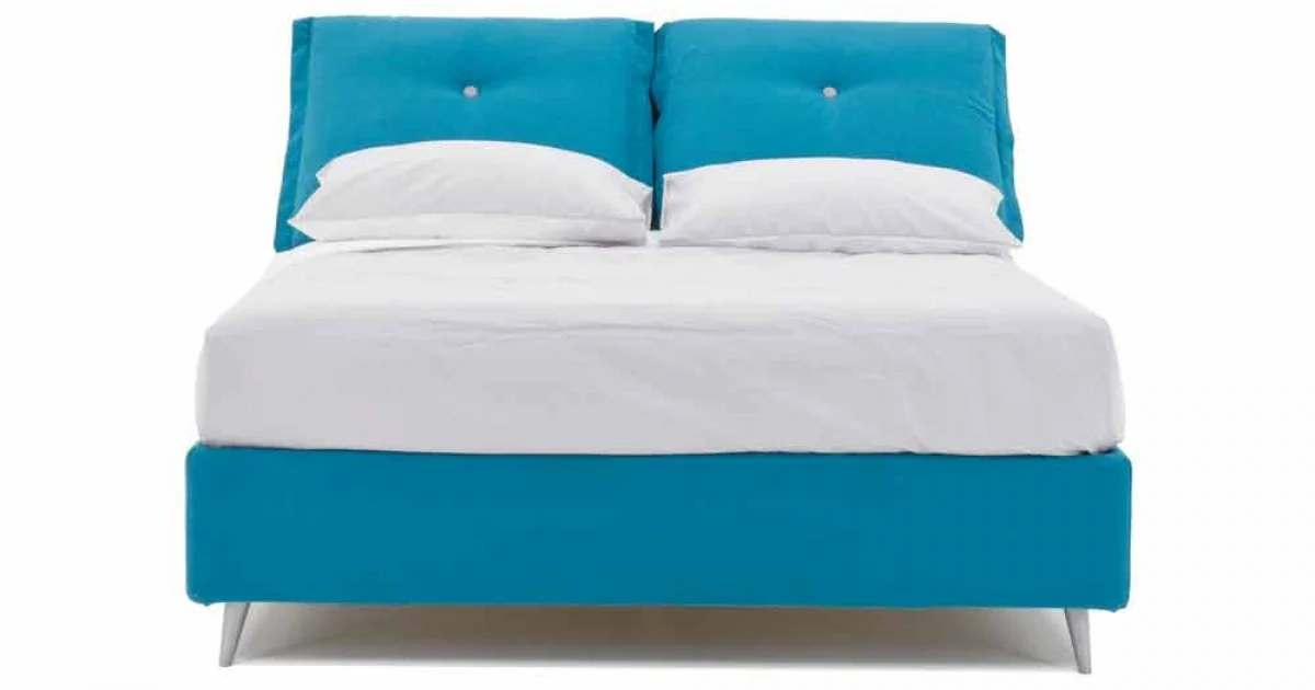 Letto Matrimoniale con Contenitore Rivestito in Tessuto Made in Italy - Renato