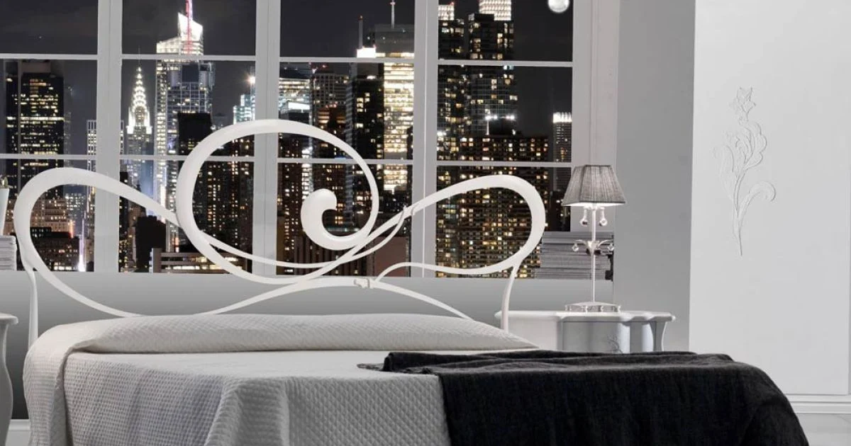 Letto Matrimoniale con Giroletto in Ferro Made in Italy - Ombra