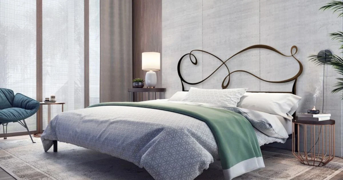 Letto Matrimoniale con Giroletto in Ferro Pieno e Tubolare Made in Italy - Design